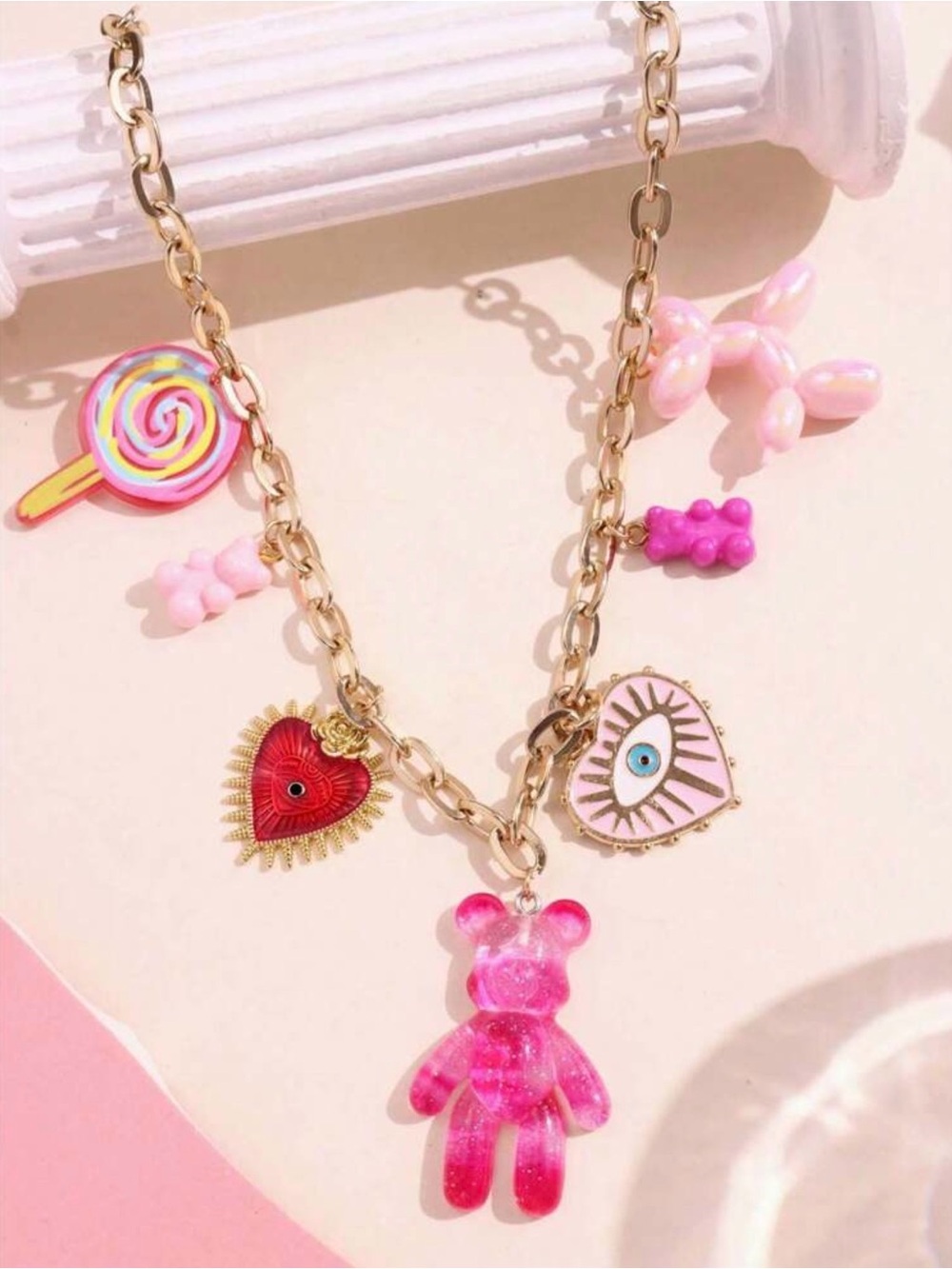 #3 Multi charm Neck-Mess With Evil Eye NWT